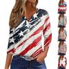 Women's T Shirt Tee Print Button 3/4 Sleeve Daily Weekend Fashion Basic V Neck Regular Top