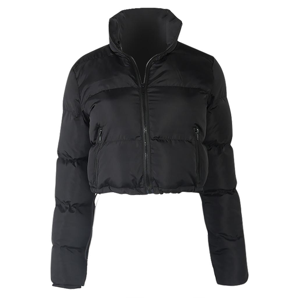 Fashion Women Solid Stand-up Collar Cardigan Down Jacket Outerwear Padded Coat
