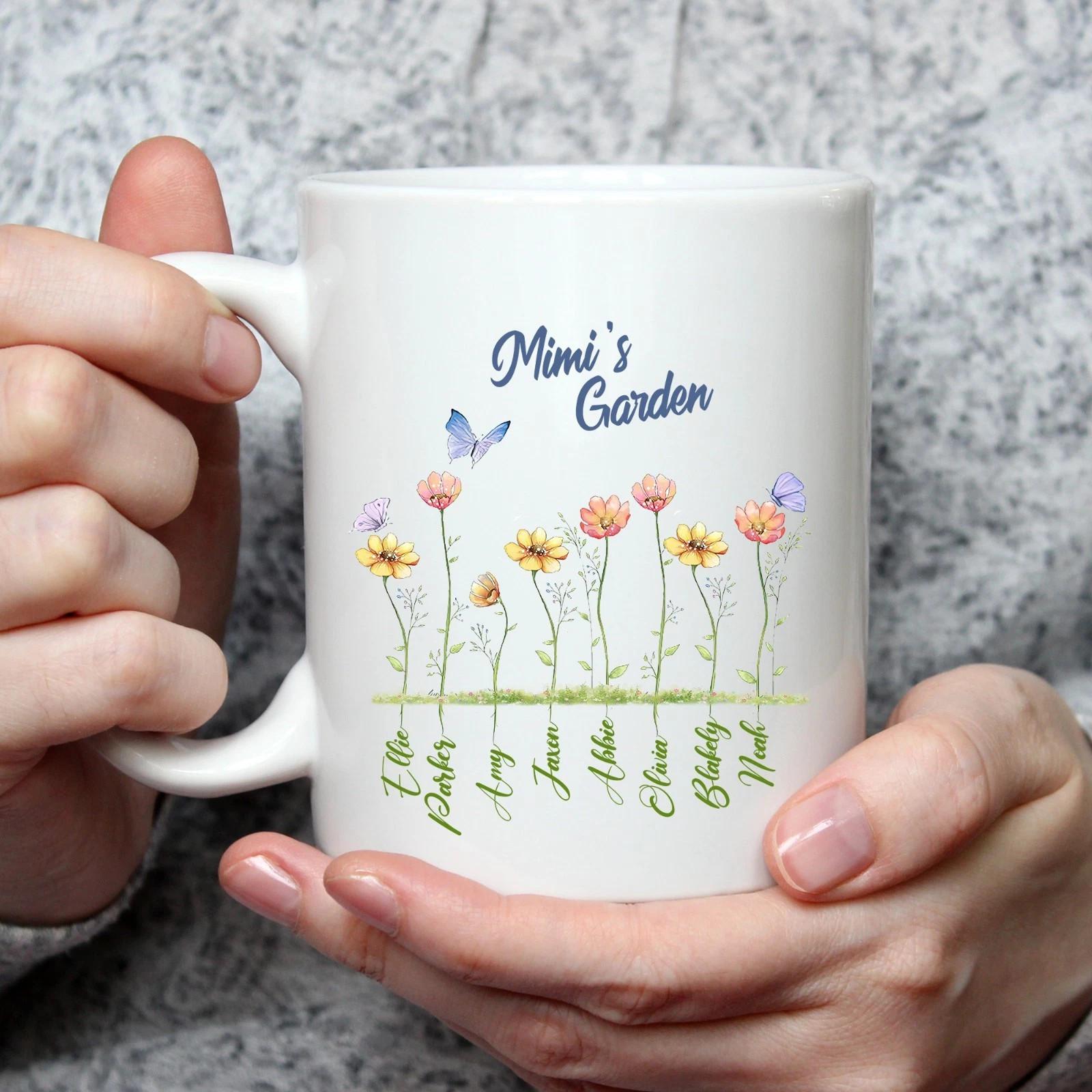 Personalized Grandma s Flower Garden Mug Gift for Mother s Day Custom Grandkids S