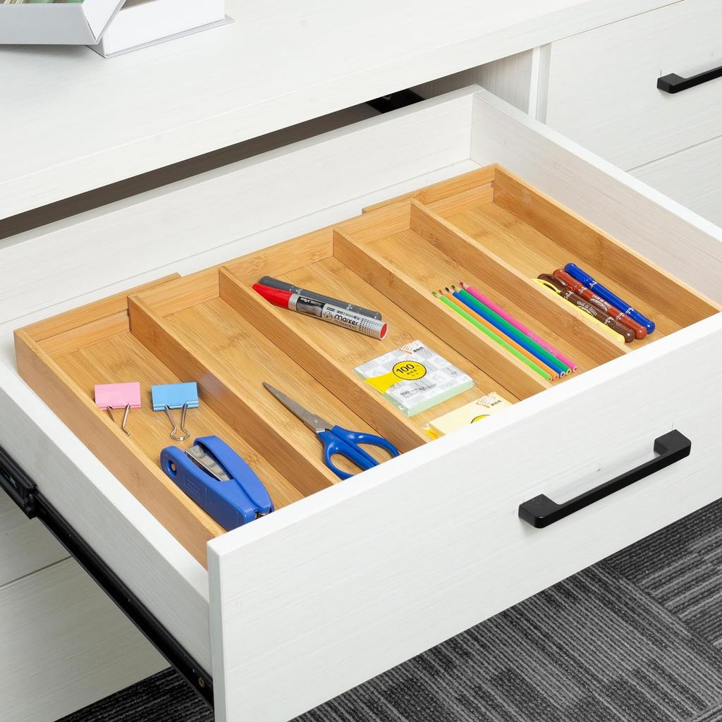 Cooking Utensil Drawer Cutlery Extendable Kitchen Tool Cutlery Large Sliding Type X Storage Drawer Organizing Bamboo Storage, Storage, Case, Capacity,