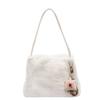 Pleated plush handbag women's 2025 new simple high-value fashionable underarm shoulder bag foreign style small square bag