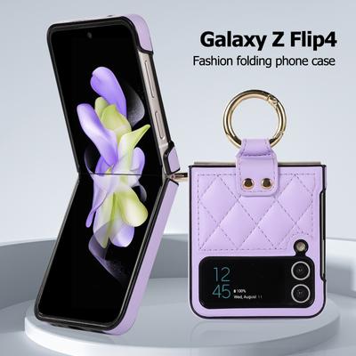 Leather Case for Samsung Galaxy Z Flip4 Filp3 Folding Phone Case with Ring Classic Style Huawei P50 Pocket Protective Cover