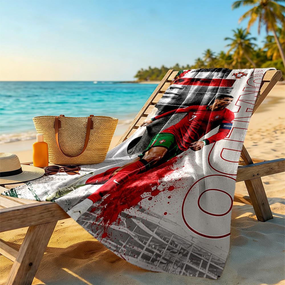 Cristiano Ronaldo Beach Towel Soft Durable Quick-Dry Comfortable Lightweight Suitable for Sports, Travel, Swimming, Yoga, Bathroom, Beach, And Pool