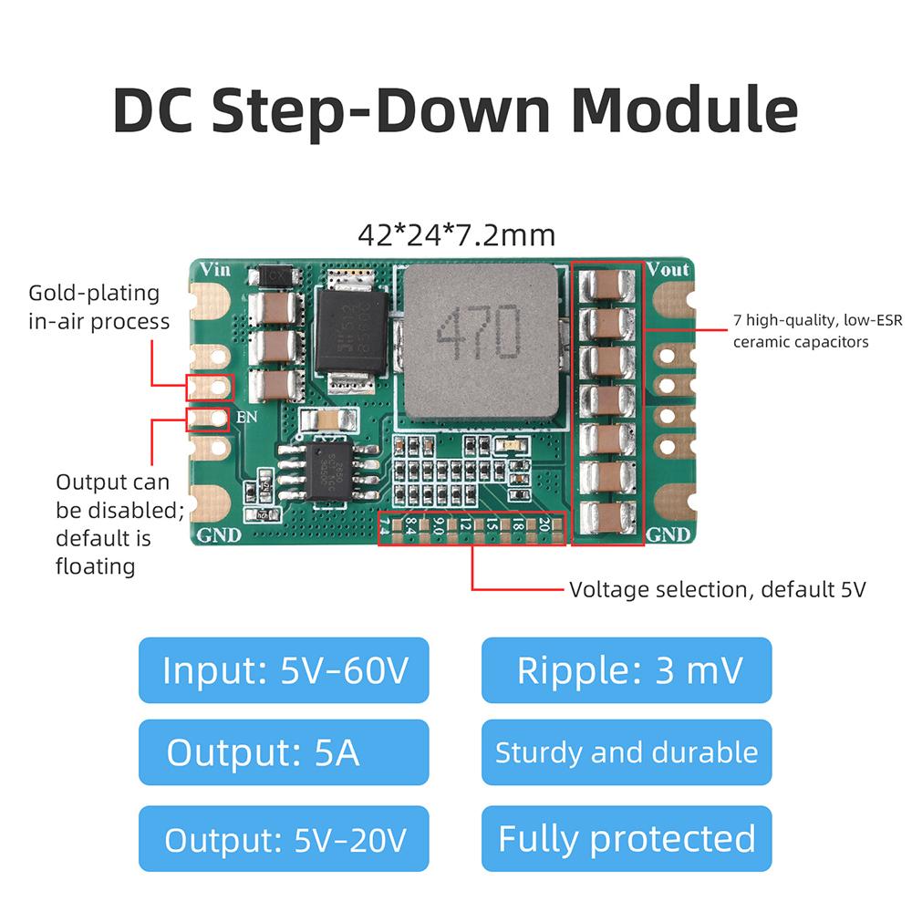 B560C 5A DC-DC 5-60V NA 5V-20V Step-down Měnič Napájecí Modul 3mV 36V 48V Výstup 7.4V 8.4V 9V 12V 18V 20V Deska B560C