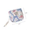Cute Bow Flower Quilting Cotton Makeup Bag Portable Travel Small Item Bag Sanitary Napkin Makeup Small Fashionable Cosmetic Case