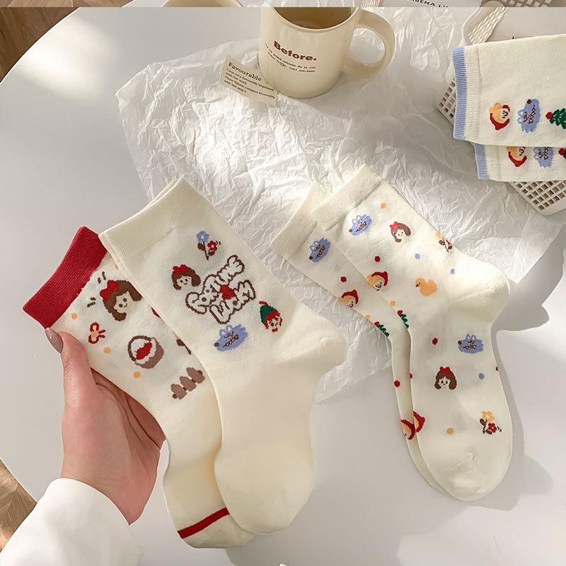 Spring And Autumn Fairy Tale Town Series Of Tube Socks Trendy Girl Cute Cartoon Little Red Riding Hood Stockings