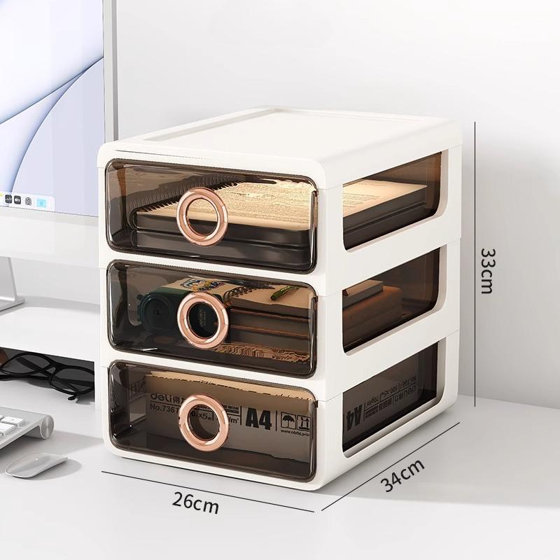 Transparent Drawer-type Desktop Storage Box Organizer Office A4 File Storage Rack Dormitory Table Cosmetics Storage Cabinet Rack