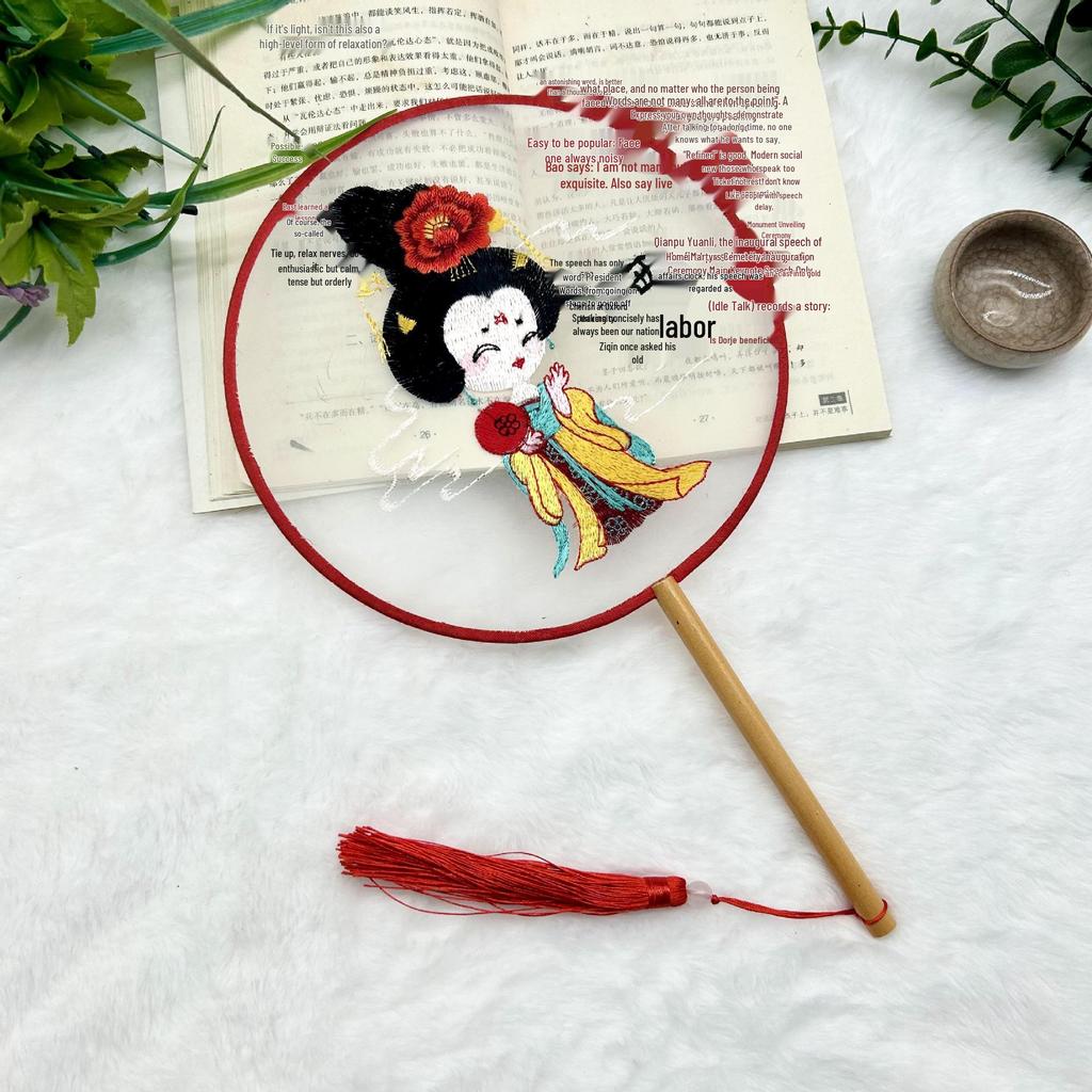 Ancient Style Single-Sided Suzhou Embroidery Dance Fan