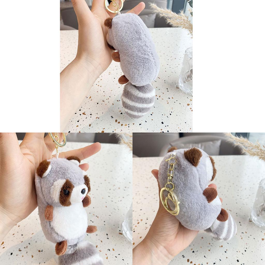 Plush Raccoon Keychain Hanging Ornament Lovely Pendants Keys Holder Backpack Handbag Charm Fashion Jewelry for Women