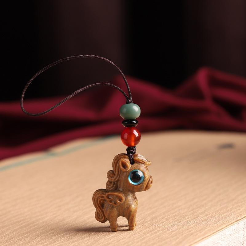 Sandalwood Zodiac Horse Keychain Ornament – Women s Lanyard Accessory