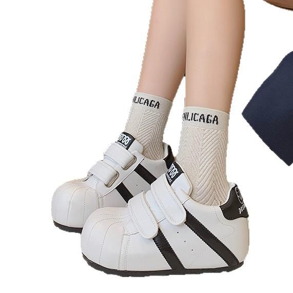 Trimmed dough simple versatile Velcro little white shoes women's summer fashion college style sports board shoes fashion casual shoes