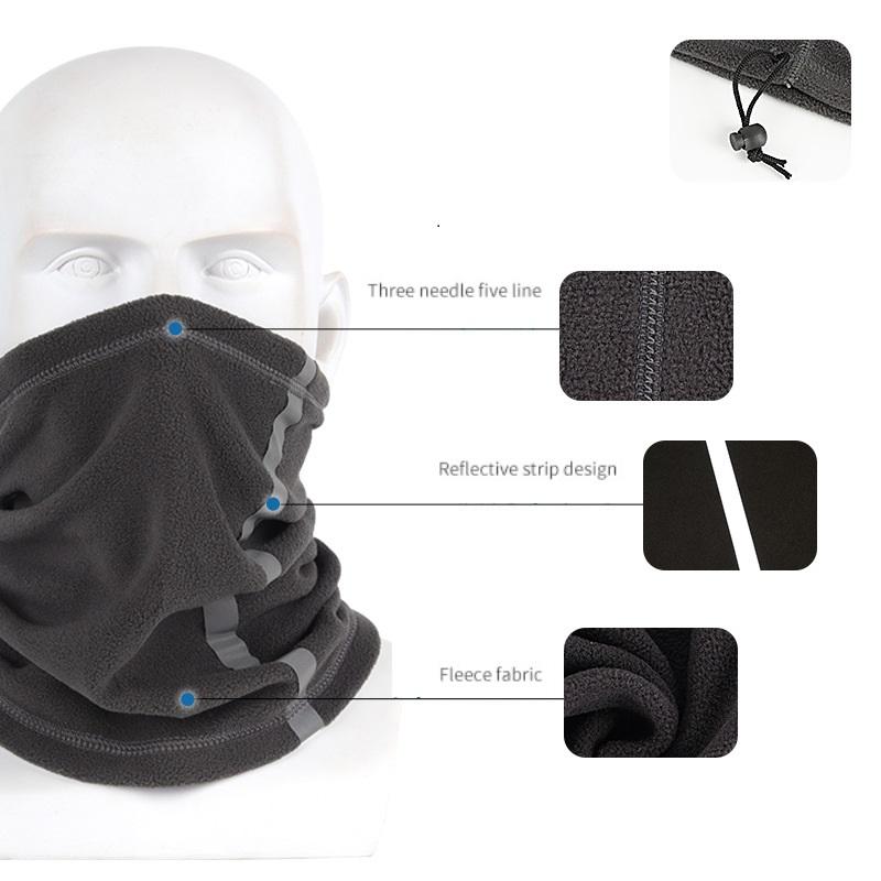 Winter Multifunctional Fleece Neck Gaiter Outdoor Windproof Reflective Strip Polar Fleece Face Mask Bandana