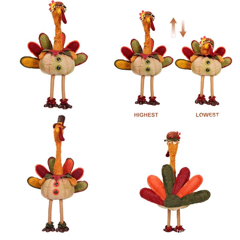 Thanksgiving Retractable Turkey Plush Doll Decor Festival Gift Ornament Room