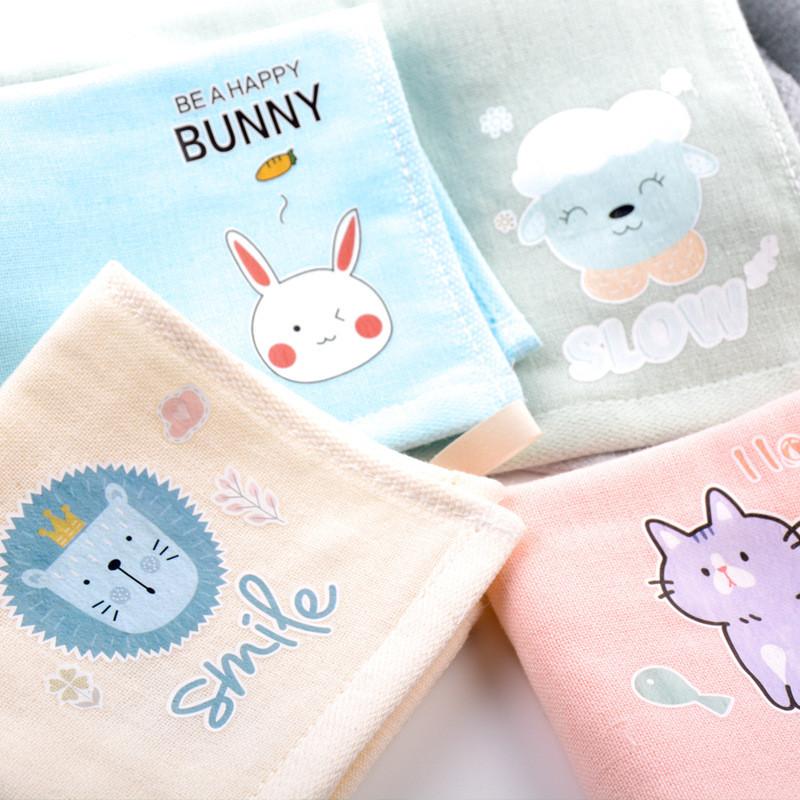 25x25cm Cartoon Animal Embossed Cotton Gauze Bathroom Baby Children Face Towel Hand Washcloth