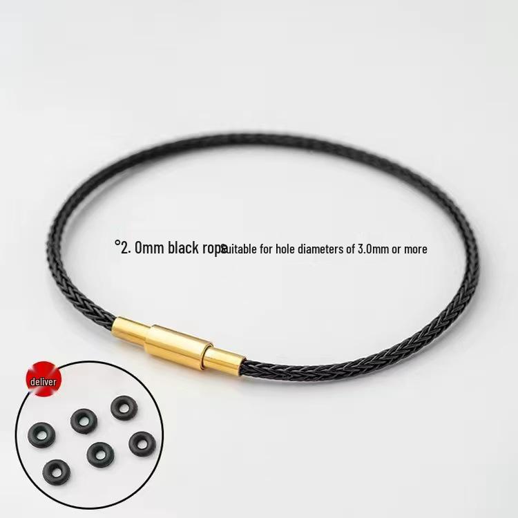 2.5mm Gold Bead Woven Leather & Steel Wire Rope Waterproof Red Bracelet, Non-Fading.