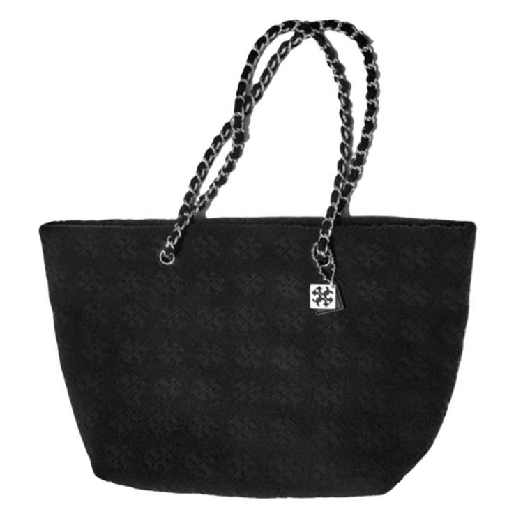 

Tory Burch Ella Woven Chain Strap Magnetic Closure Fabric Tote Bag Women tote bags Black 169385-001 Basic Set (Bag+Dust Bag)