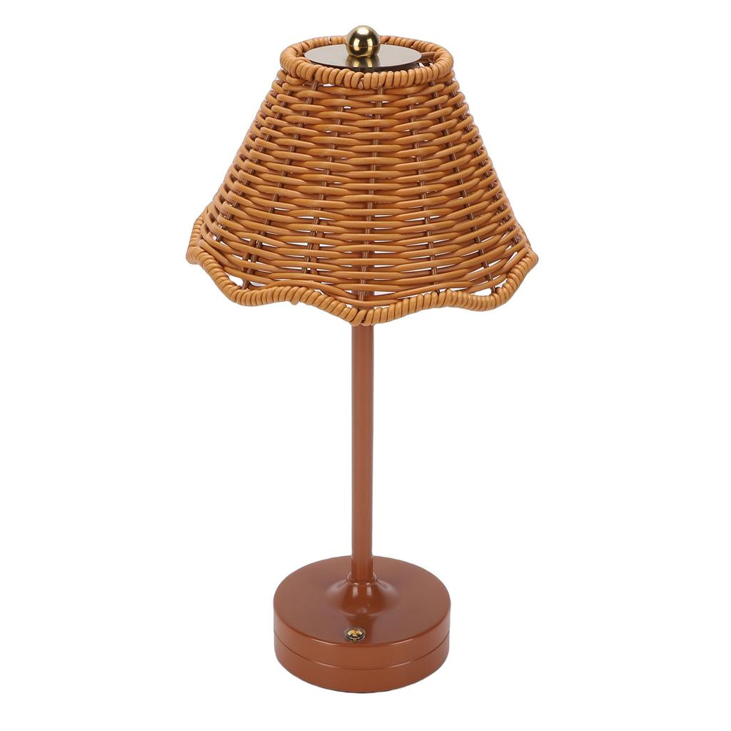LED Vintage Rattan Table Lamp 3 Colors Cordless Shade Desk Lamp Bedside Night Light Brightness for Bedroom Decor