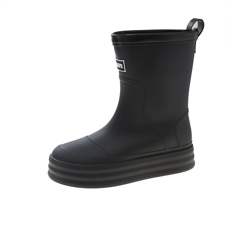 Medium Rain Boots Women's Non-slip Short Rubber Shoes Fleece Warm Water Shoes Kitchen Work Shoes Women's Lightweight Platform Rain Shoes