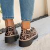 Women'S Retro British Style Loafers - Black & White Leopard Print, Chunky Sole, Slip-On Flats for All Seasons, Versatile Casual to Night Out Shoes