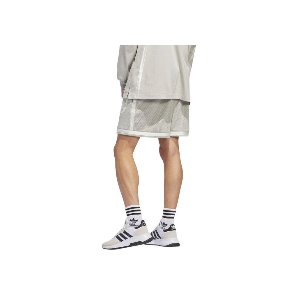 Adidas Originals Elastic Waist Drawstring Logo Print Casual Shorts Unisex Bottoms Putty-Grey IM9645