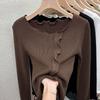 Elegantes Damen-Strickoberteil in einfarbigem Design für Übergrößen im Herbst und Winter