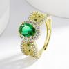 925 Sterling Silver Fashion Classic Emerald Zircon Hollow Pattern Ring Birthday Party Anniversary Gift