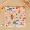 Class A Pure Cotton Crinkle Bib: Six-Layer Cartoon Print Square Handkerchief