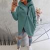 Women's Long Sleeve Casual Black Hoodie Sweatshirt with Front Pockets and Zippered Hood