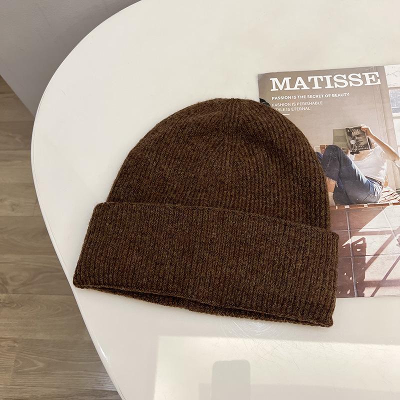 Zawiera 7% wełny lekki kaszmirowy dzianinowy karbowany pulowerowy kapelusz prosty potrójnie składany luźny zimowy ciepły kapelusz na zimno