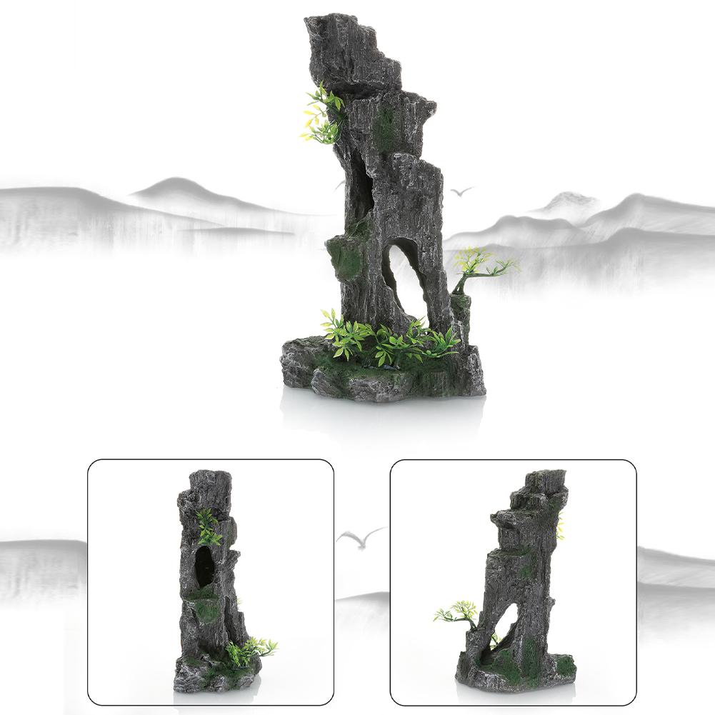 Aquarium Decoration Simulation Rockery Fish Tank Landscaping Stone Ornament Artificial Resin Mountain Fish Hiding Cave Stone Decor