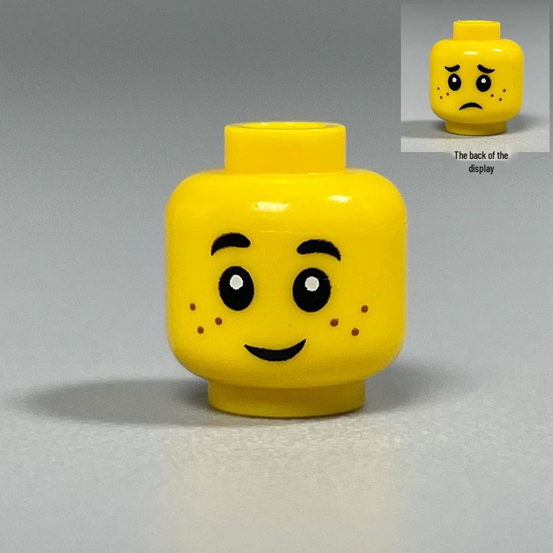 Building Block Minifigure Heads Set – Facial Expressions in Yellow