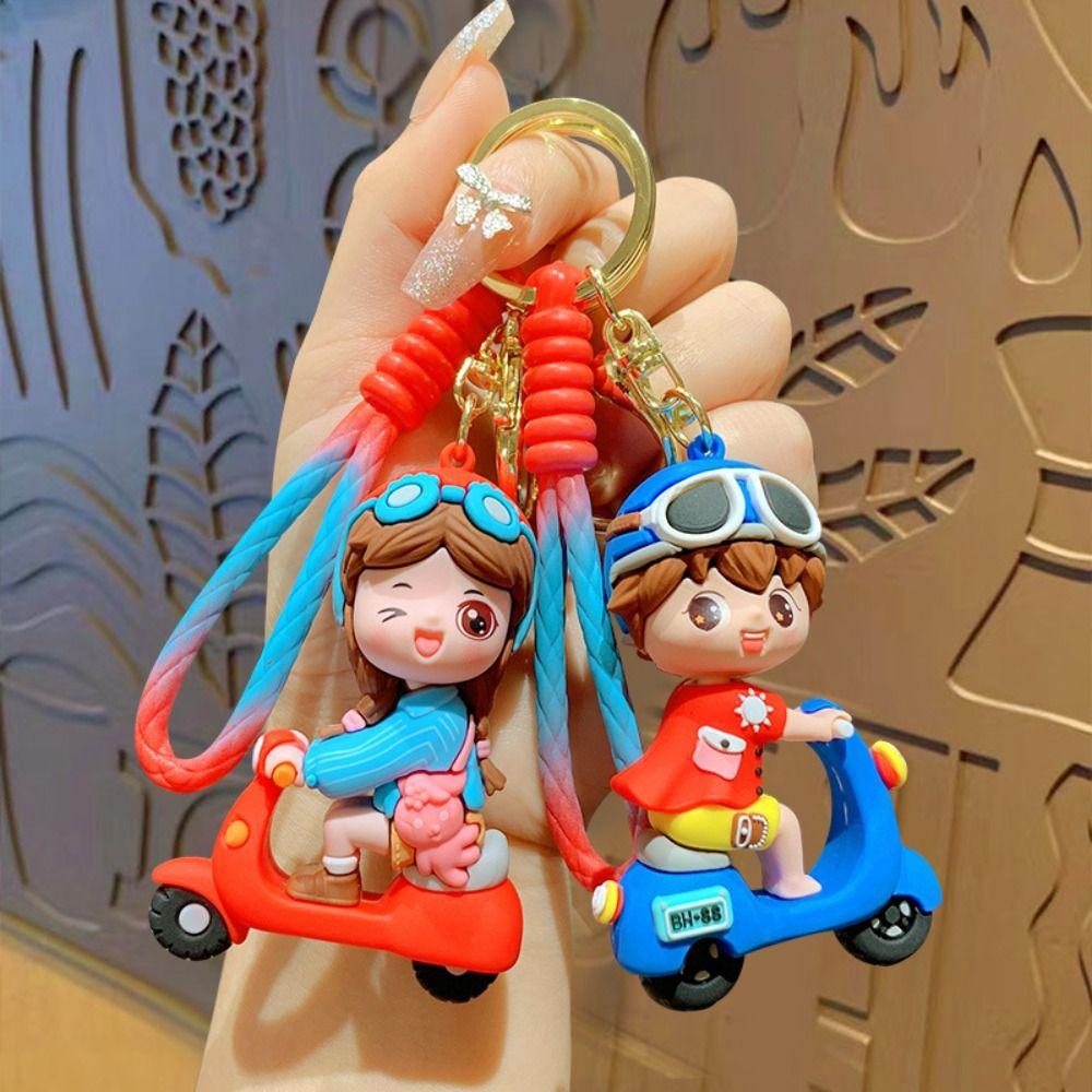 Cute PVC Electric Car Boy Girl Pendant Cartoon Hanging Ornament Couple Keychain Bag Pendant Bag Accessories