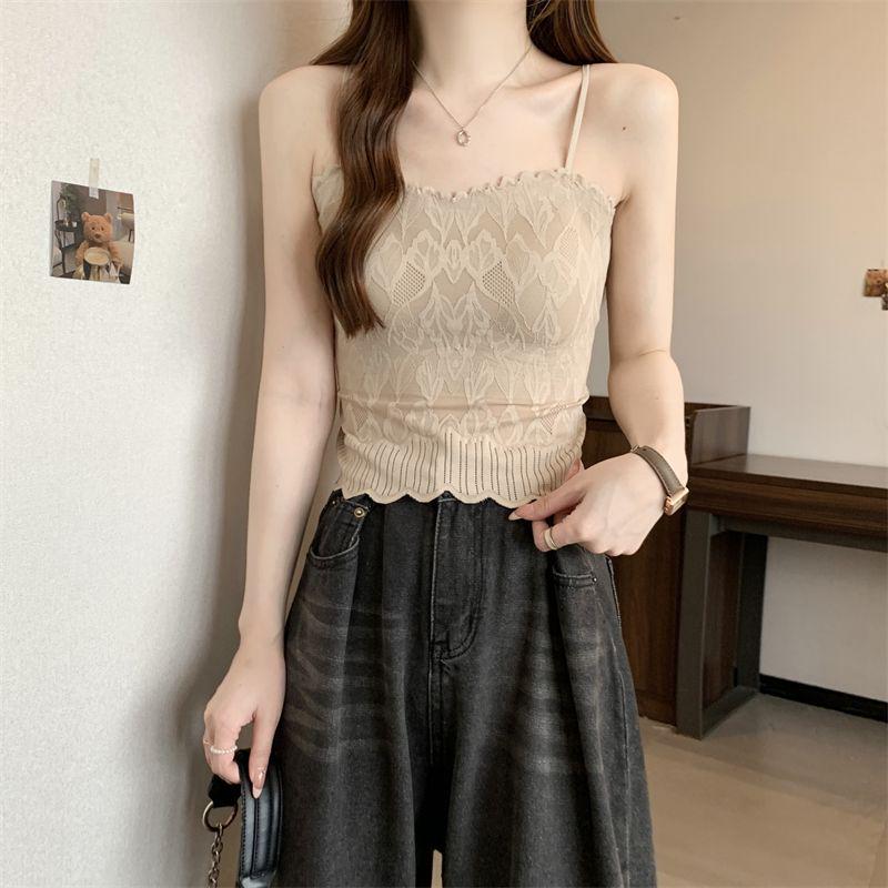 Women's Lace Camisole with Chest Pads: Beautiful Back, Bandeau, Lingerie, Outerwear, Sexy Summer Top