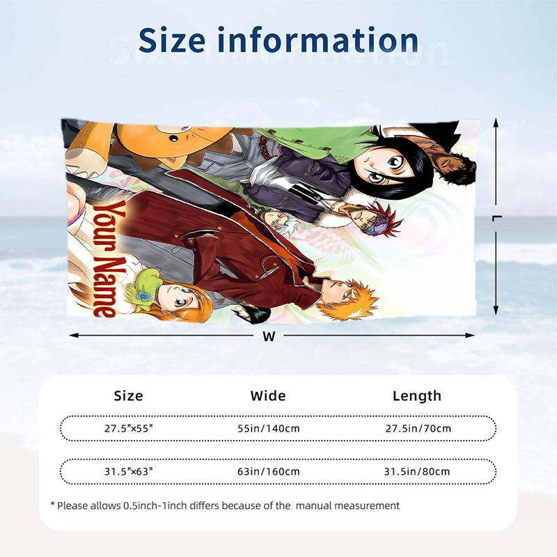 Beach Towel Custom Name Text, Quick Dry Large Towel For Beach HomeBleach Anime