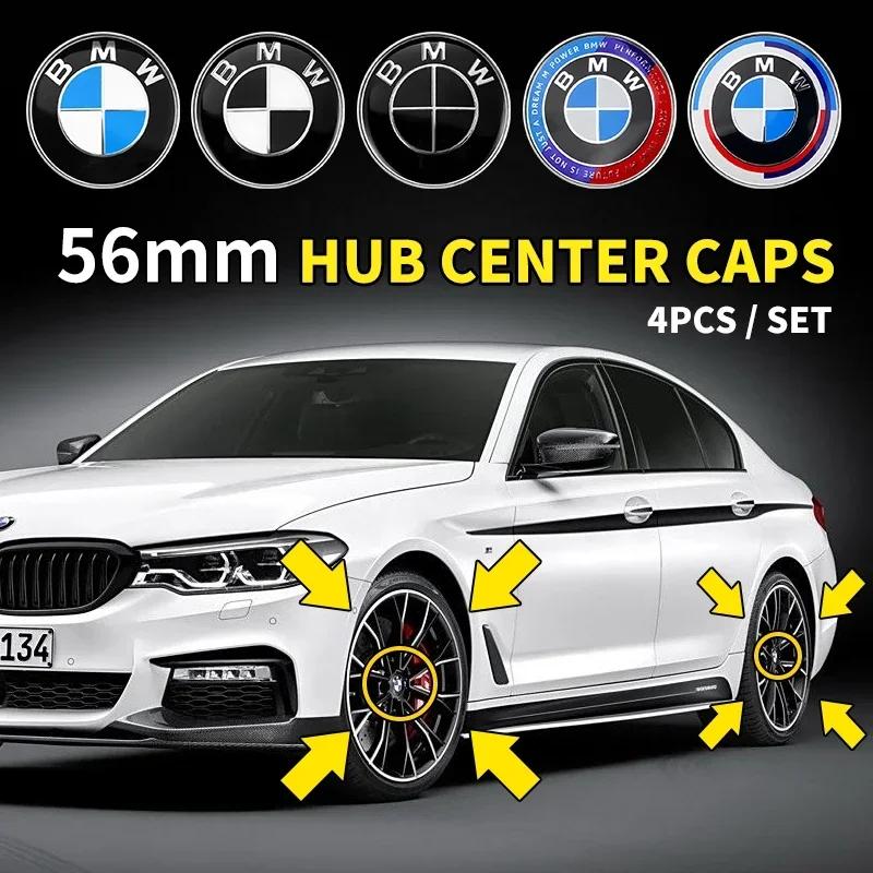 4 szt. 56 mm nakładki na piastę koła samochodowego z logo i emblematem na felgi BMW E46 E38 E60 E90 E93 F20 F30 X3 X5 niebieski biały czarny rocznica