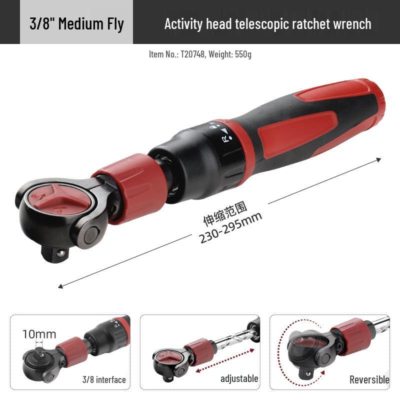 

Hi-Spec 3/8 Телескопический трещоточный ключ с гибкой головкой и быстросъемной головкой