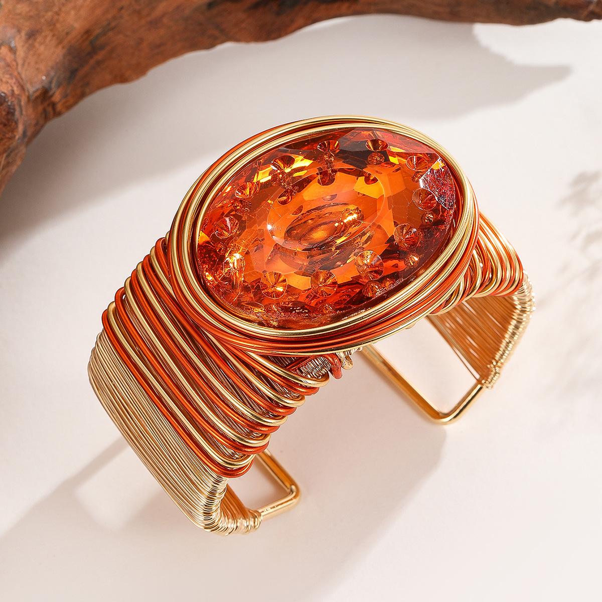 

Модний овальний відкритий браслет для жінок помаранчевий