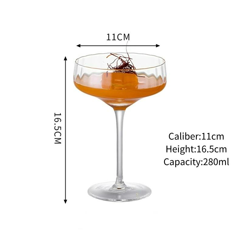 Creative Cocktail Glasses Cups Goblet Butterfly Champagne Glass Vertical Pattern Tower Cup Martini Glass Cup Bar Accessories 280ml