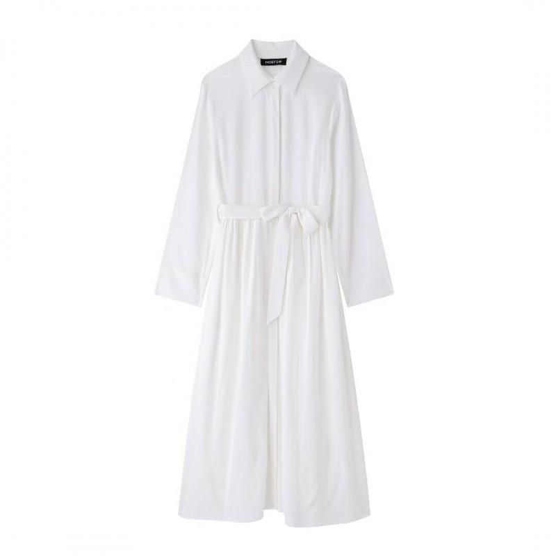 

European American Women s Shirt Style White Single-breasted Long-sleeved Dress XS белый