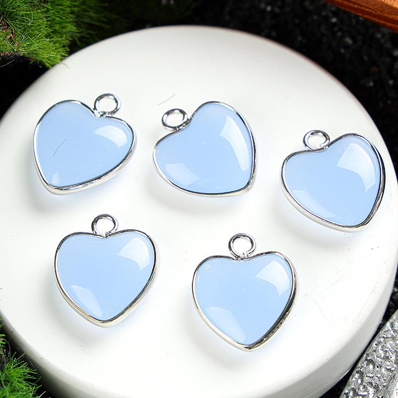 Heart-Shaped 15x19mm Natural Amethyst Agate Jade Bezel Pendant for DIY Jewelry Making