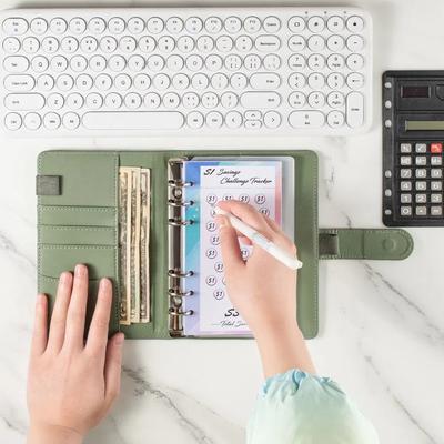 PU Leather Envelope Challenge Binder Refillable Loose-leaf Savings Challenges Book Savings Handbook Challenging