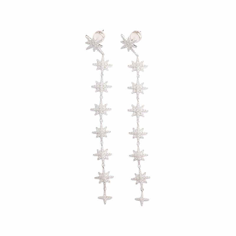 APM Monaco Six-pointed star silver earrings for women, design jewelry AE13396OX серебряный