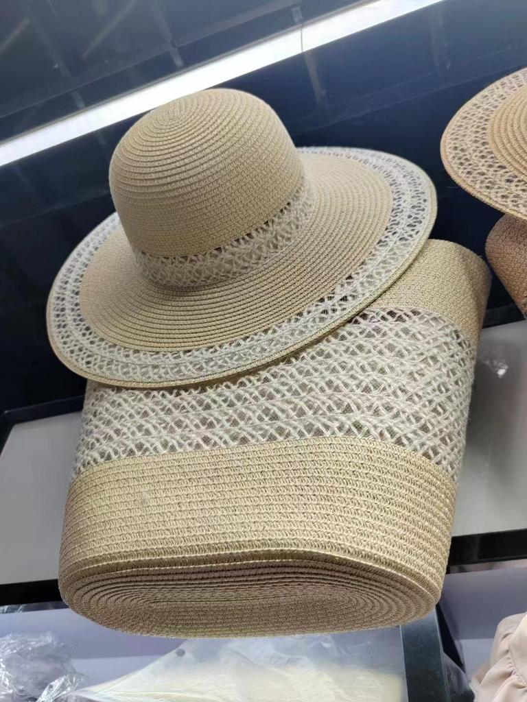 2024 Straw Hat & Handbag Set - Outdoor Travel, Sun Protection, Versatile High-End Fashion with Large Brim.