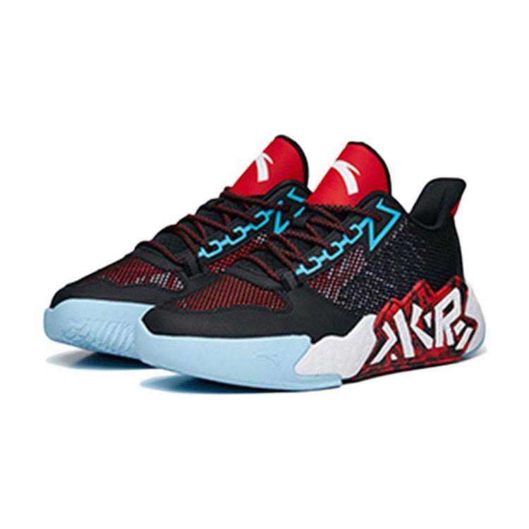 Anta Cement Nemesis Comfortable Shock Absorbing Non-Slip Wear-Resistant Breathable Low-Top Basketball Shoes Kids sneaker Black Red 312231118-2