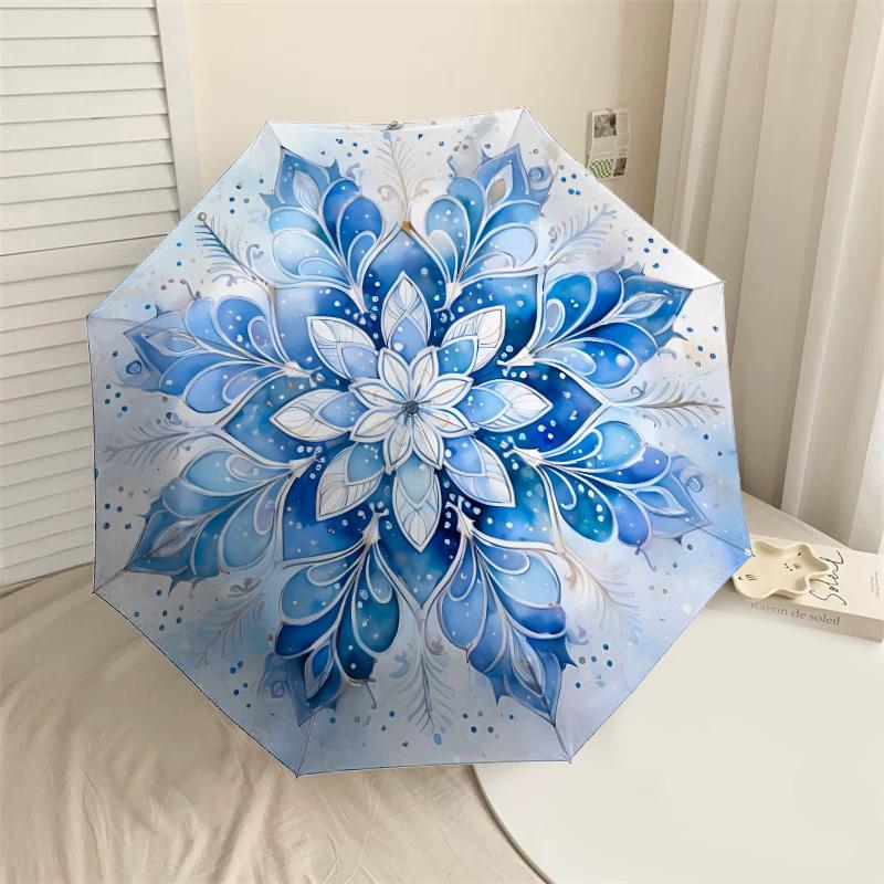 

1PC Floral MandalaAutomatic Open/Close Umbrella with Windproof, 8-Rib Sturdy Canopy, Durable Ribs, Fashionable Design, Outdoor Accessory, Fun Prin, Ho