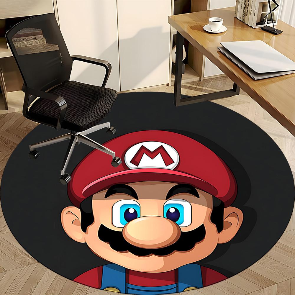 1pc Mario Game Office Round Area Rug, Indoor Mat Suitable For Office, Under Office Chairs Bedroom Living Room Home Decor, Room Deco013