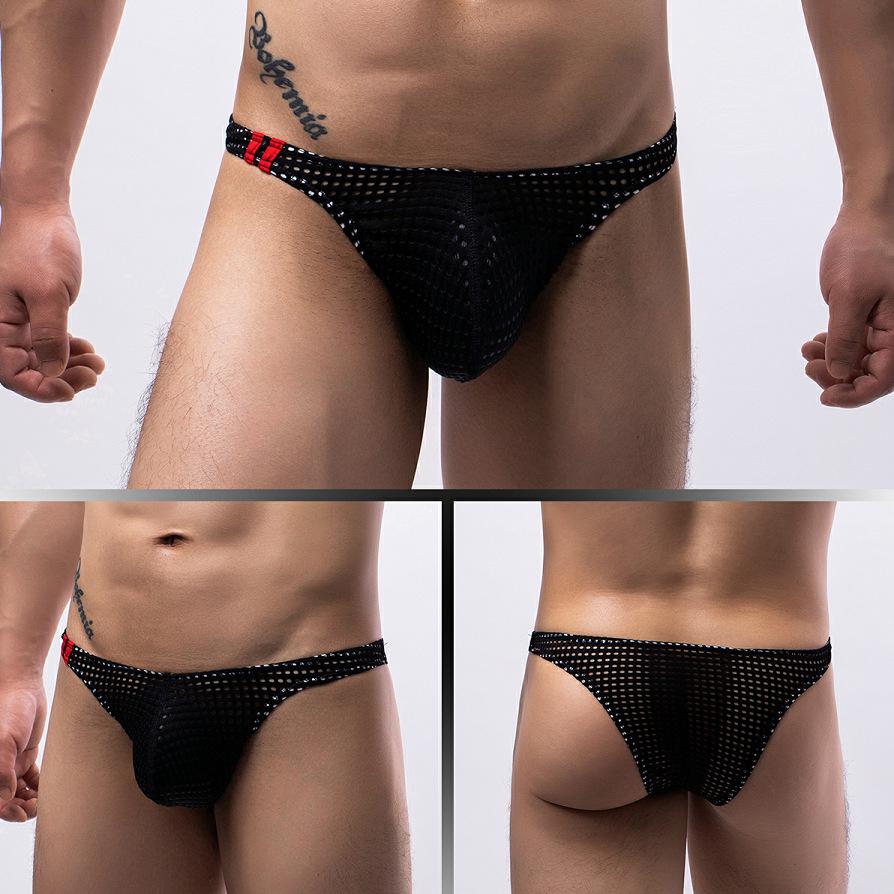 Summer Men's Breathable Mesh Low-Rise Bikini - Sexy Butt-Exposing Style (E097)