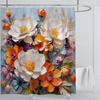 3D Flower Shower Curtain Set Colorful Printing Design Fabric Bathroom Decoration Waterproof Washable Shower Curtain With Hooks