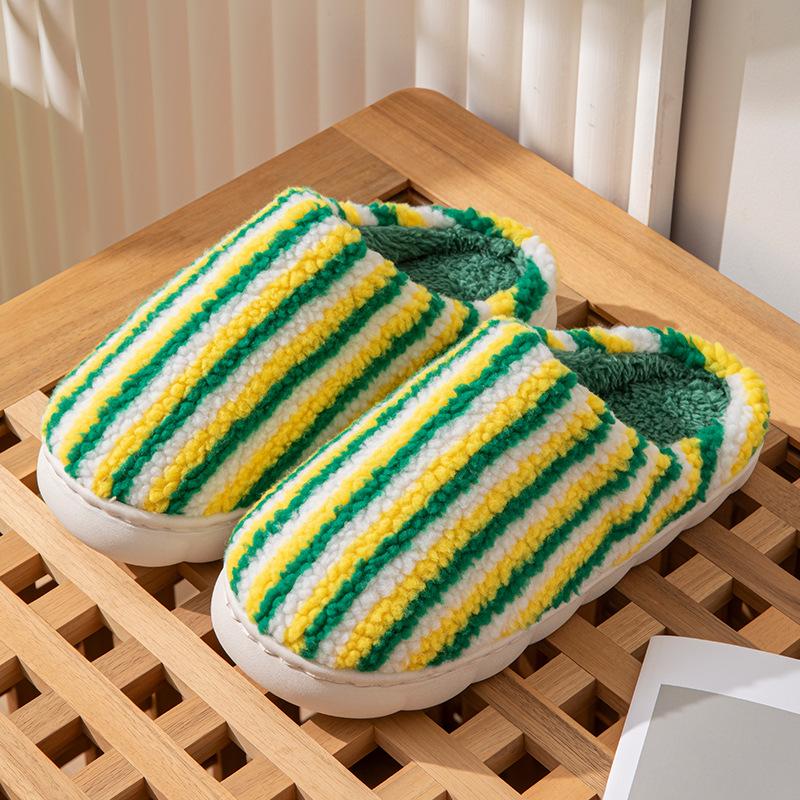 Women's Winter Mushroom Smiley Face Indoor Cotton Slippers - Soft Sole, Non-Slip, Couple Design with Fruit Heart Pattern