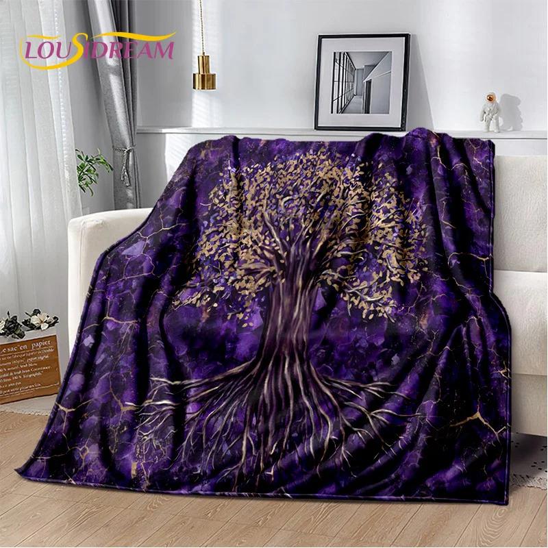 Nordic Mythology Yggdrasil Nature Tree of Life Blanket,Flannel Soft Throw Blanket for Home Bedroom Bed Sofa Picnic Office Kids